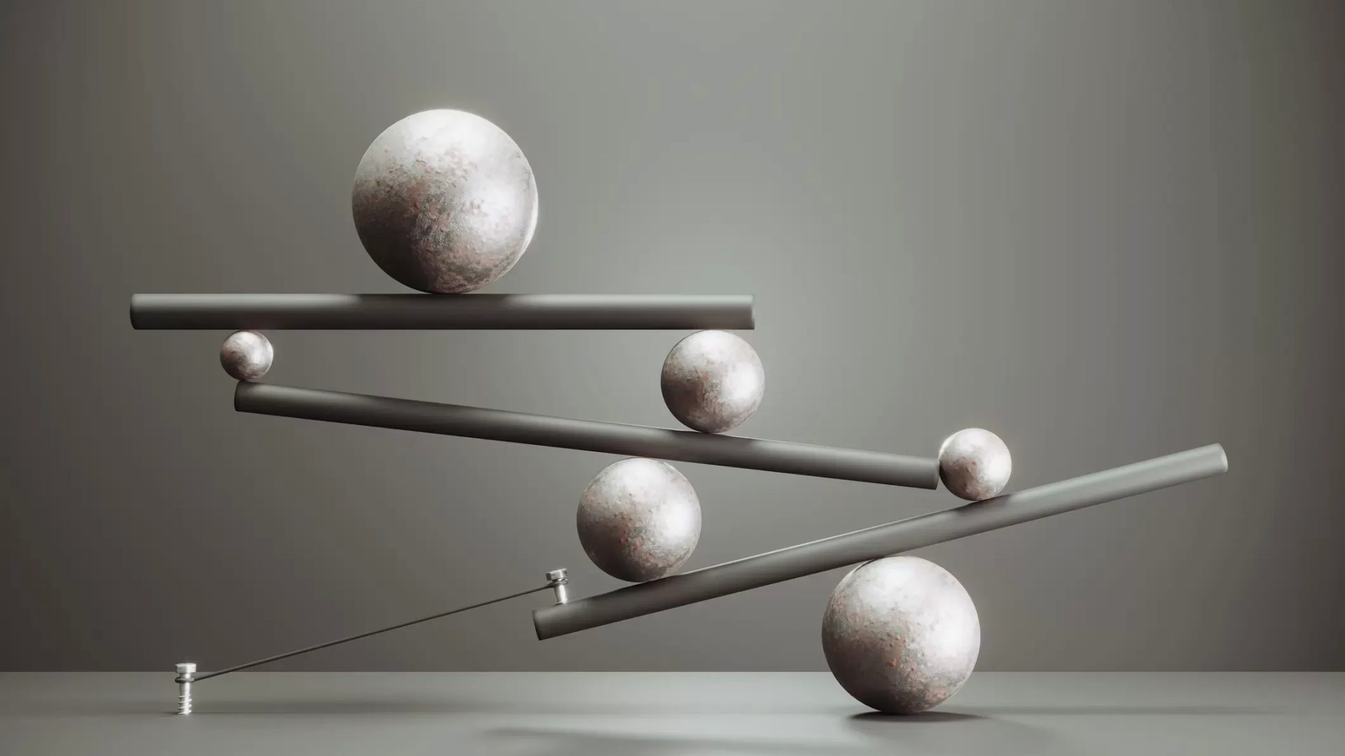 Ausbalancierte metallkugeln und stangen konzeptdesign